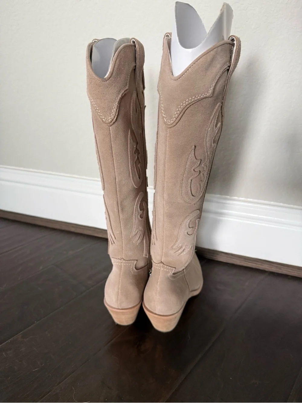 Dolce Vita Over-the-Knee Suede Boots in Beige